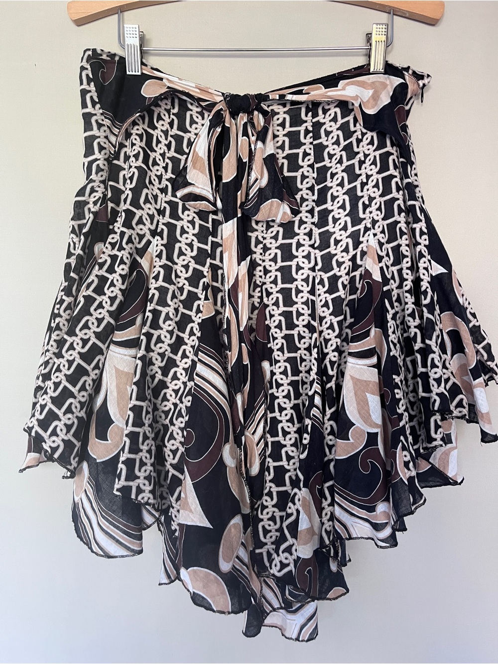 Bebe Scarf Print Handkerchief Hem Mini Skirt Tie Waist Y2K